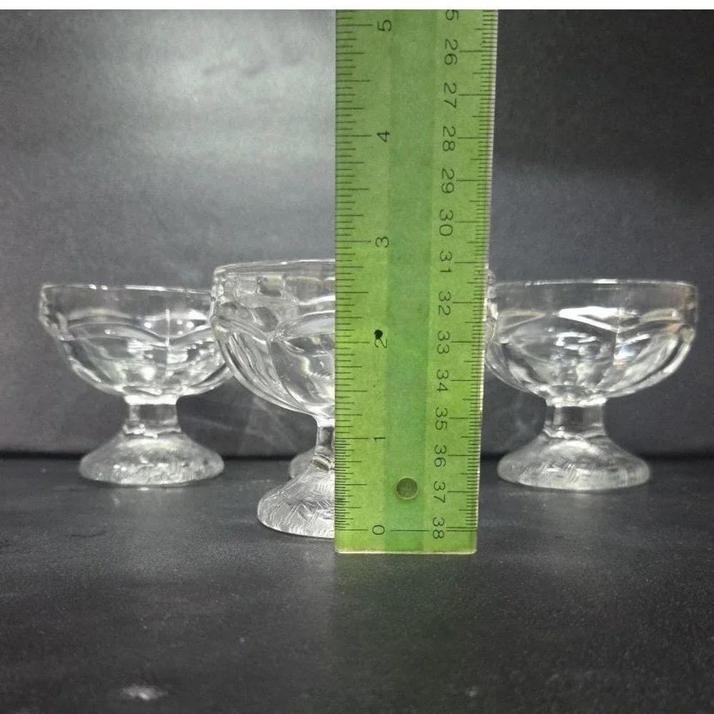 Dominion‎ Clear Sherbet Glasses, Set of 4, Vintage Textured Base Dessert Cups